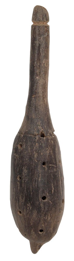 6 1/4" Clay Gourd Effigy Rattle.  Colima Culture. (1 of 2)