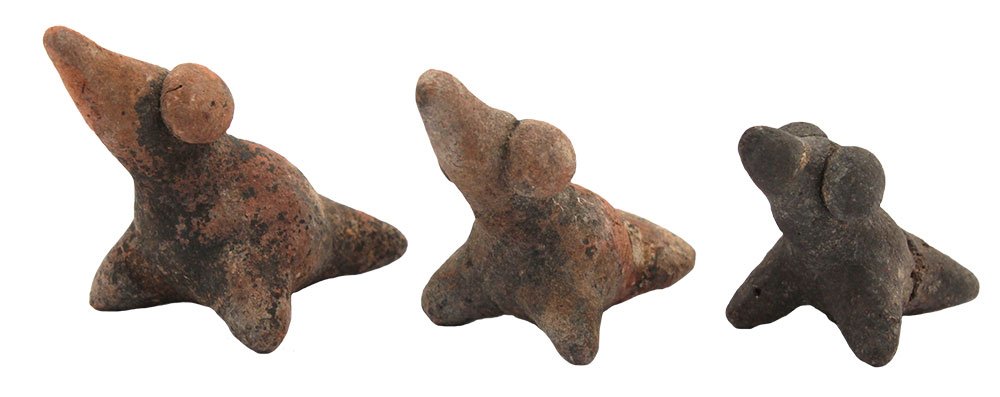 Group of 3 Matching Bird Effigy Pottery Whistles. (1 of 2)