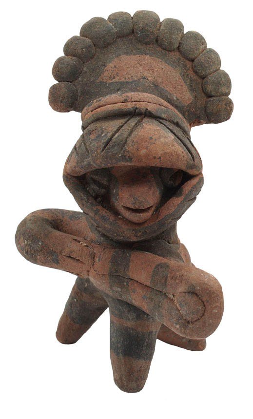 3 3/4" Painted Clay Warrior.  Western Mexico.  Highly (1 of 2)