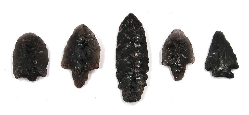 Five Obsidian Northwest Coast Points.  Longest 2 5/8". (1 of 1)