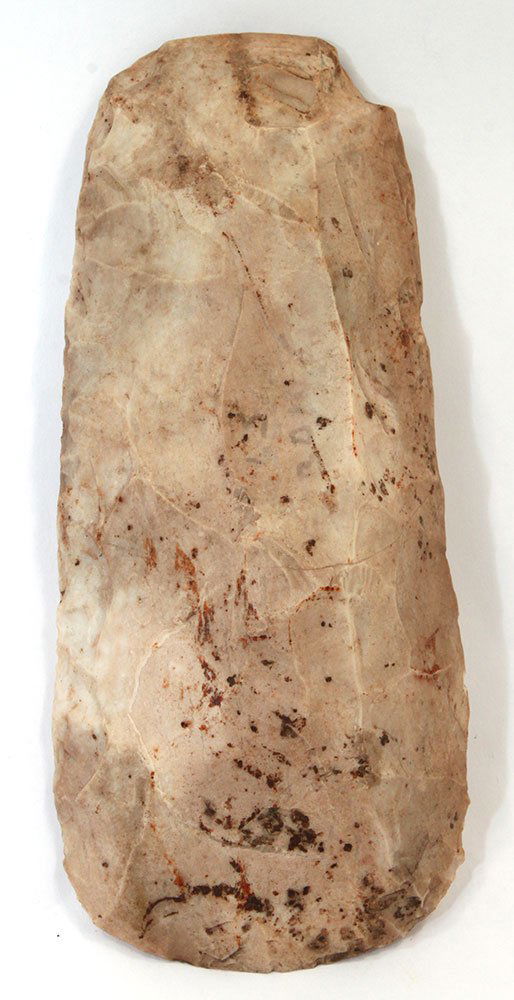 4 11/16" Flint Celt.  Schuyler Co, IL.  Glossy, high (1 of 2)