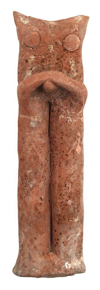 6 1/2" H. Clay Effigy Flute.  Possibly an Owl Effigy. (1 of 2)