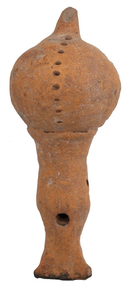 5 1/4" Clay Effigy Rattle and Flute.  Colima Culture. (1 of 2)