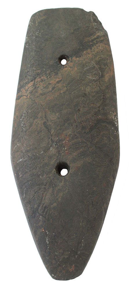 5 7/8" Glacial Kame Gorget.  Shelby Co, IN.  Banded (1 of 2)