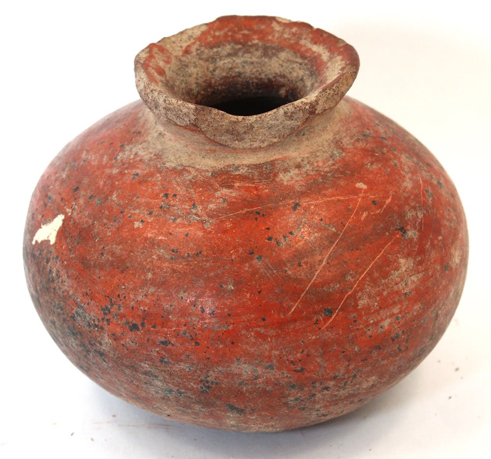 2 1/2" H. Small Olla shaped Jar.  Solid bowl, rim (1 of 2)