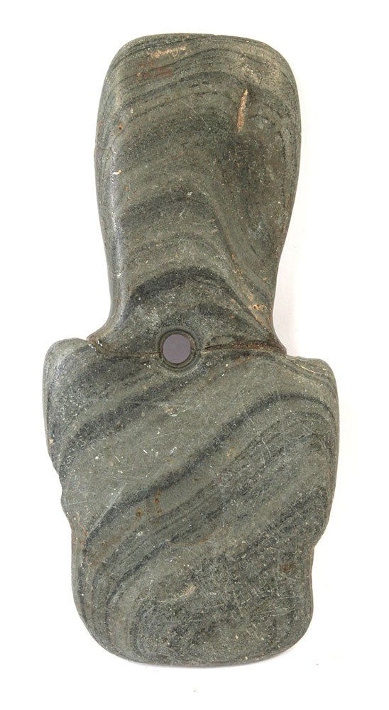 3 7/8" Slate Shovel Pendant.  Wood Co, OH.  Glued. (1 of 2)