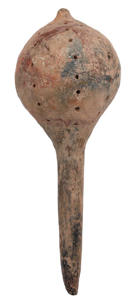 6 3/4" Clay Gourd Effigy Rattle.  Colima Culure. (1 of 2)