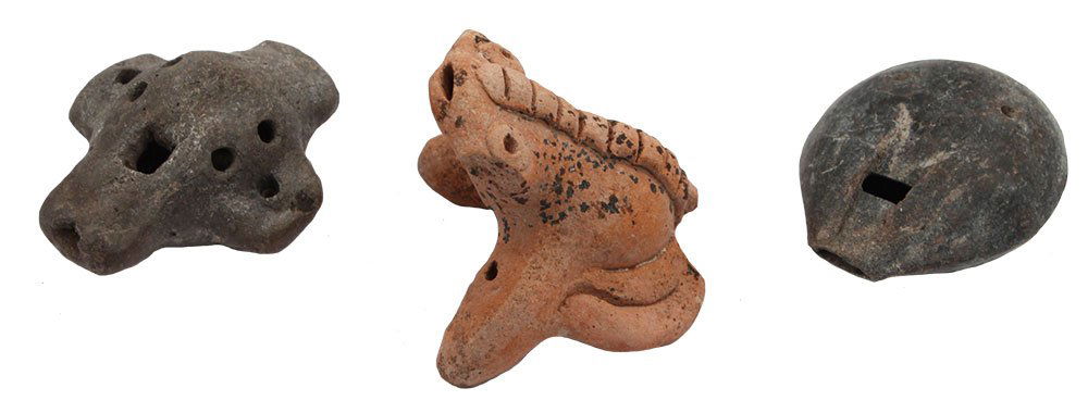 3 Ceramic Whistles.  Largest 2 1/4".   Western MX. (1 of 2)