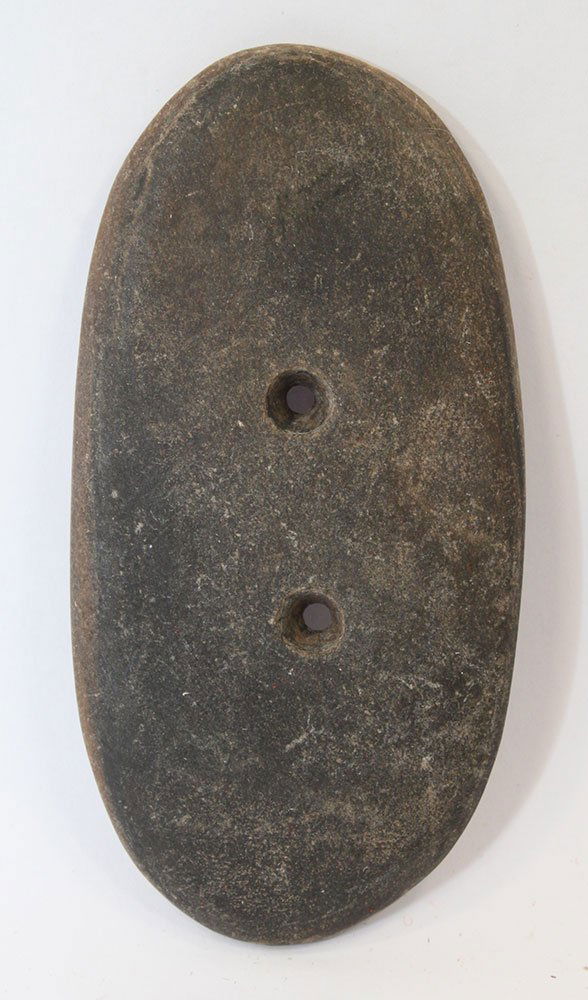 3 9/16" Oval Gorget.  Dark Slate.  Ex-Lewis McDaniel (1 of 2)
