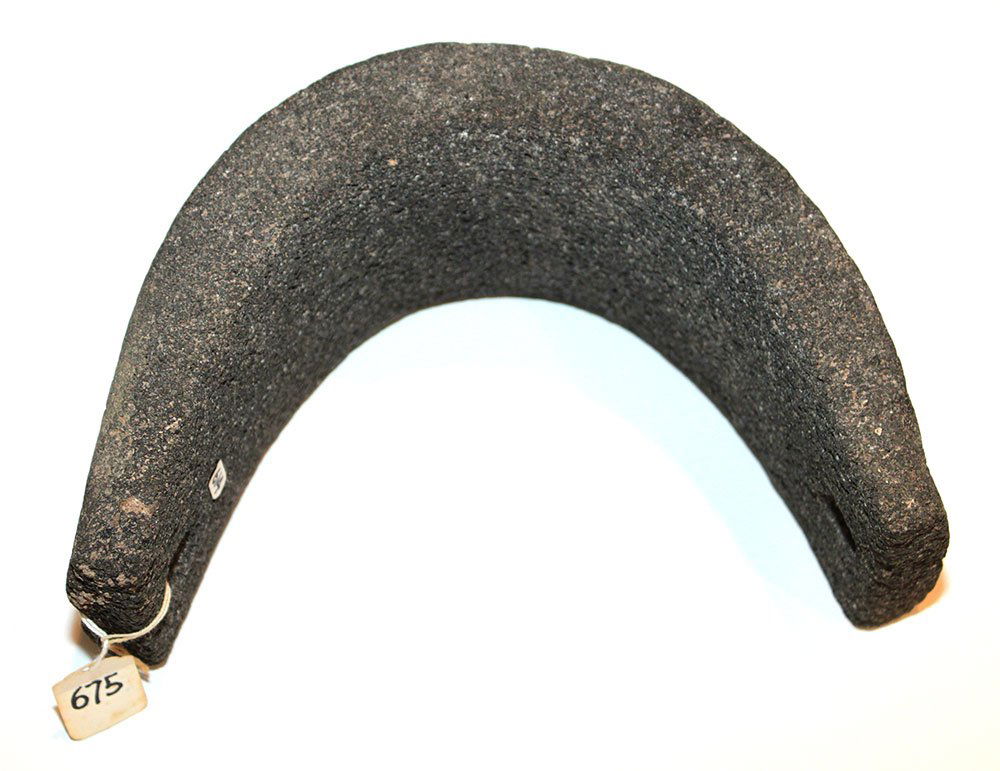 8 1/2" W. Stone Collar. Drilled on each side.: 8 1/2" W. Stone Collar. Drilled on each side. Pre-Columbian. Mexico. From the Dr. Earl Riddick Collection