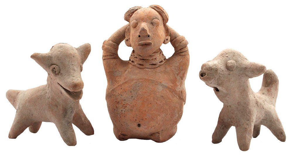 3 Clay Figures. Matching animals on all fours and a (1 of 2)