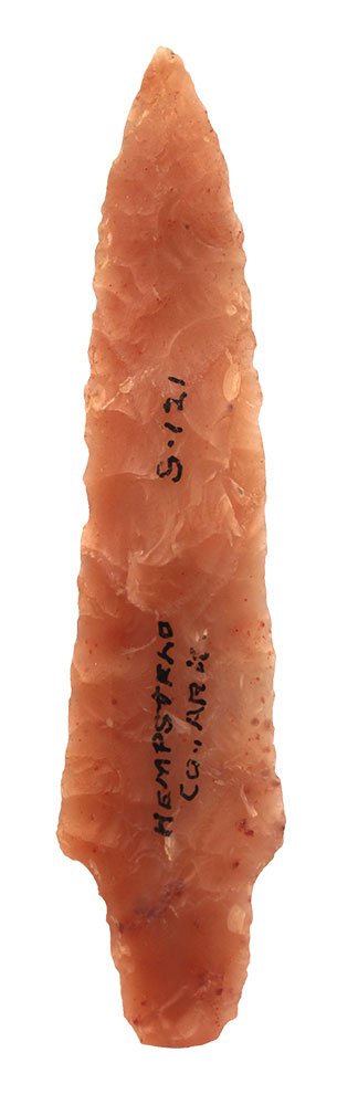 3 3/8" Stemmed Point.  Hempstead Co, AR.  Orange (1 of 3)