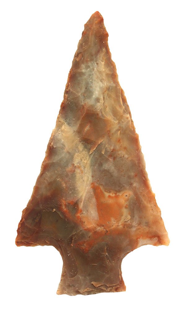 3 7/8" Ashtabula.  OH.  Plum Run Flint.  Base snapped. (1 of 2)