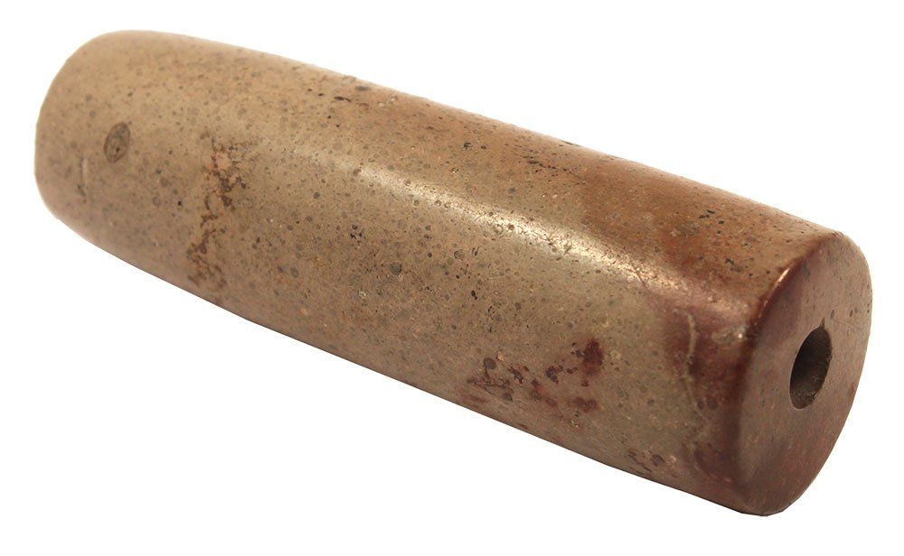 3 5/8" Block End Tube Pipe. Eaton Co, MI. Museum: 3 5/8" Block End Tube Pipe. Eaton Co, MI. Museum quality. Pipestone with reddish tints. Ex-Joe Macik, John Berner, Roger Mayne, Dr. Gordon Meuser (lot 51 in sale #1, 2639/5), Sprague Chambers. Picture