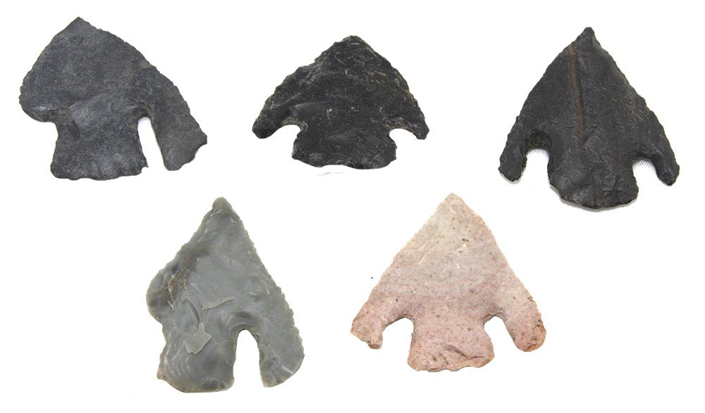 5 Calf Creek Points.  1 1/2"-2".  Ex-Leo Paul Davis (1 of 1)