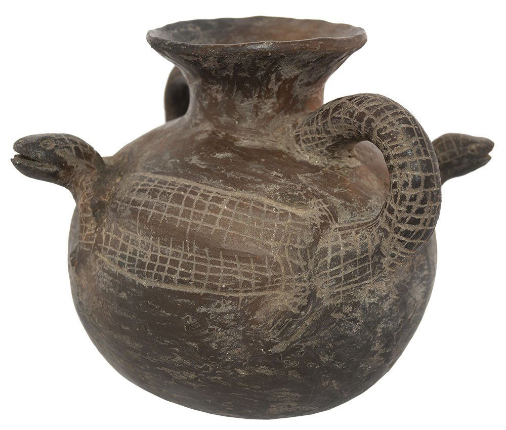 7" D. Snake Effigy Jar.  Good condition. (1 of 2)