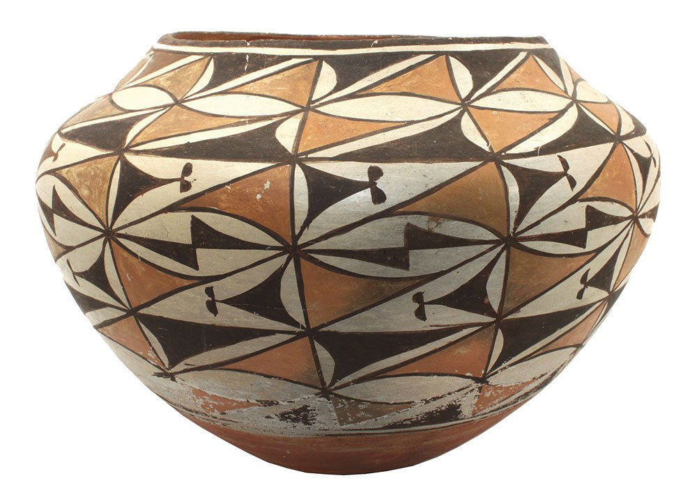 9 1/2" D. Historic Acoma Pot.  Small inside rim chip, (1 of 2)