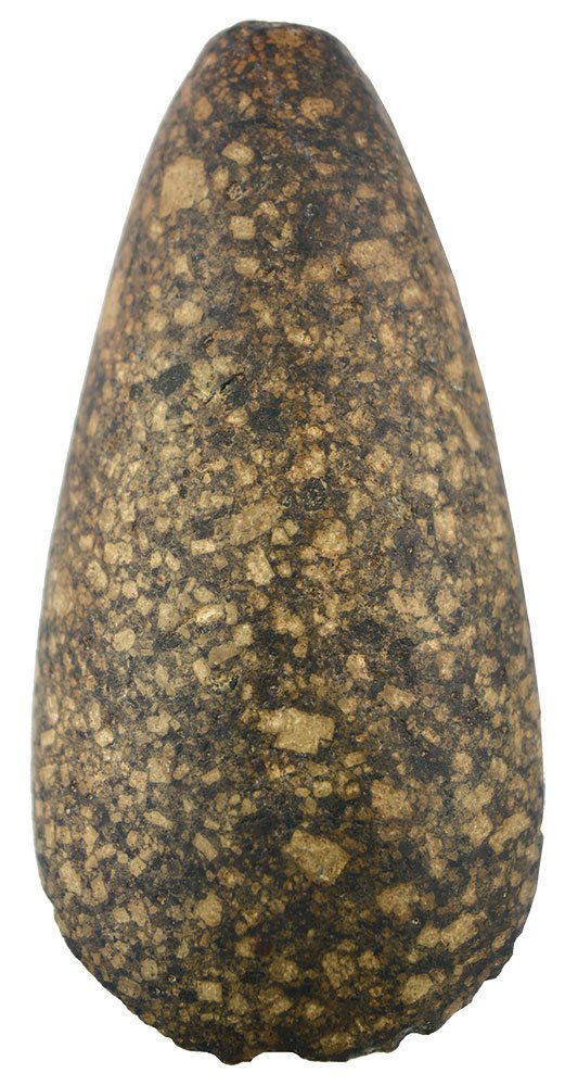 3 7/8" Adz.  Hancock Co, IN.  Exquisite conglomerate. (1 of 2)