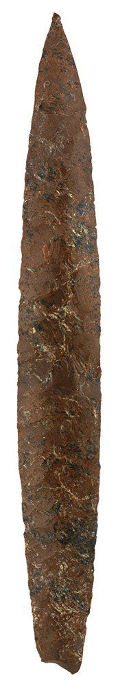 11 3/4" Obsidian Spear.  Mahogany Obsidian.  Chip on (1 of 2)