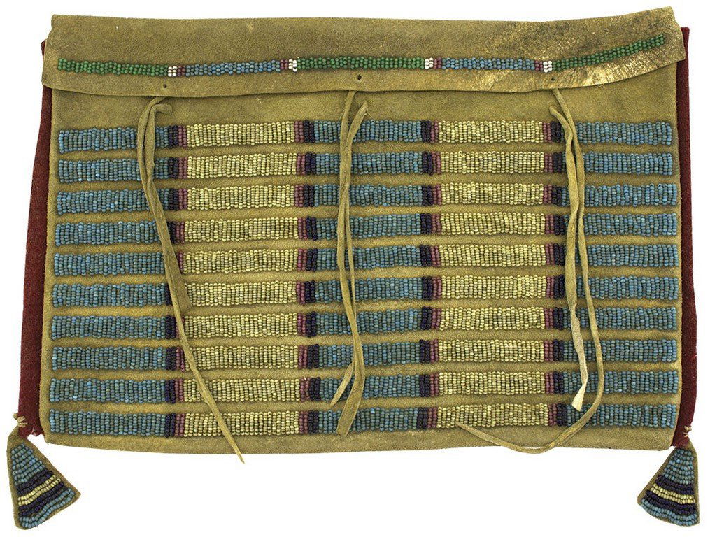 12" x 8" Tipi Bag.  Braintanned Buckskin.  Well beaded (1 of 2)