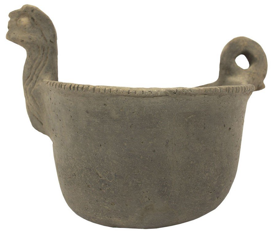 10" D. Cat Serpent Bowl. Miller Co, AR. Ex-Bill: 10" D. Cat Serpent Bowl. Miller Co, AR. Ex-Bill Rowlett. Restored. Jackson And Davis COAs
