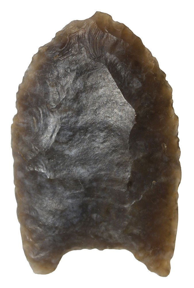 1 3/8" Folsom.  CO.  Patinated agate. Fluted to tip on (1 of 3)