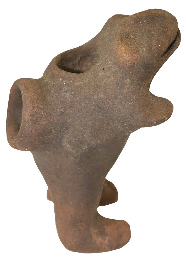 5 1/8" Historic Frog Pipe.  Highly developed pottery (1 of 3)