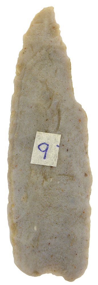 Two 3 7/8" Clovis Points.  Each has impact damage (1 of 4)