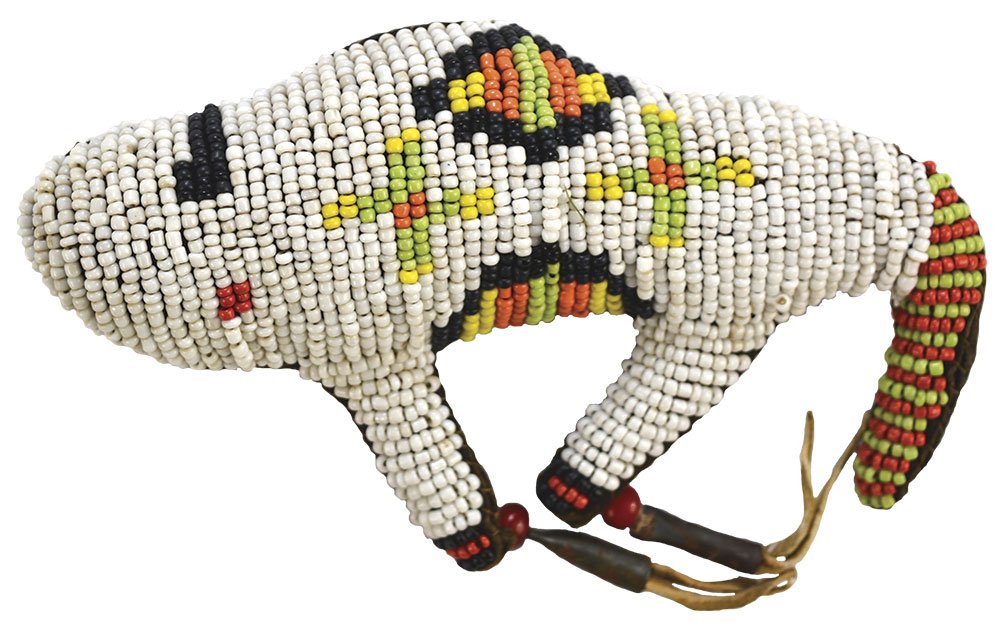 5 5/8" Plains Indian Beaded "White Buffalo" Fetish. (1 of 2)