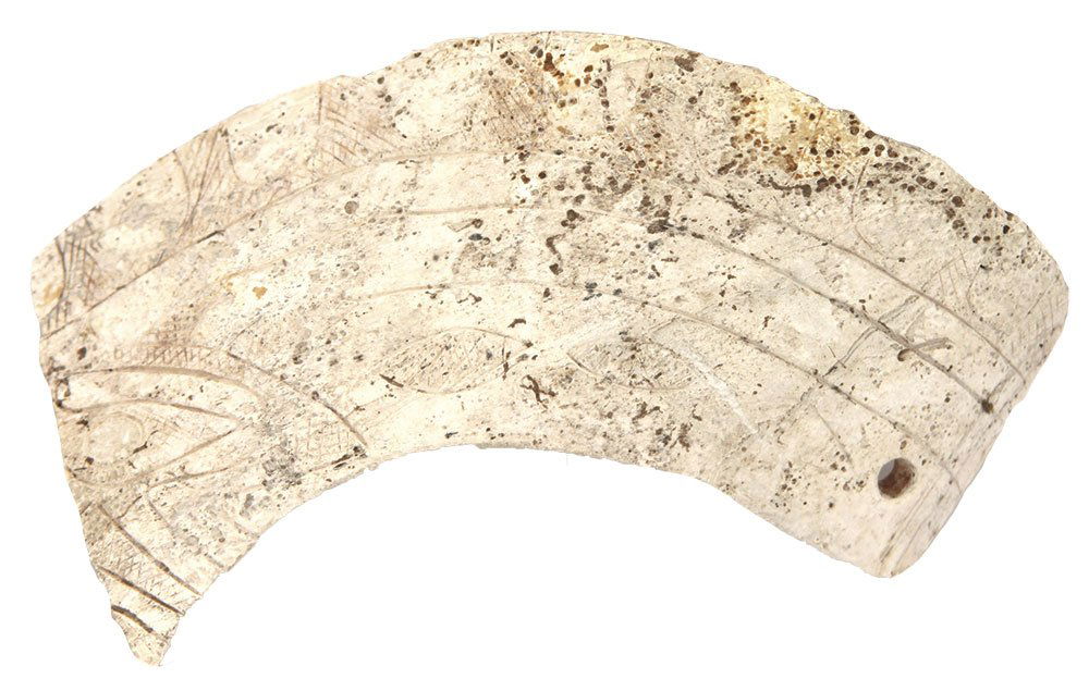 5 7/8" Heavily Engraved Shell "Collar".  Spiro Mound. (1 of 4)