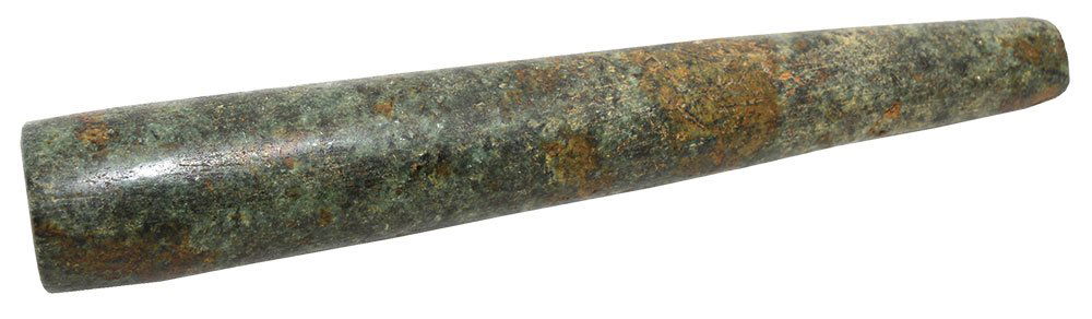 8" Tube Pipe. Northern California. Steatite or: 8" Tube Pipe. Northern California. Vivid green and black material (Steatite or Chlorite). Very well made. Ex-Eddie Freyer. Davis G10 COA