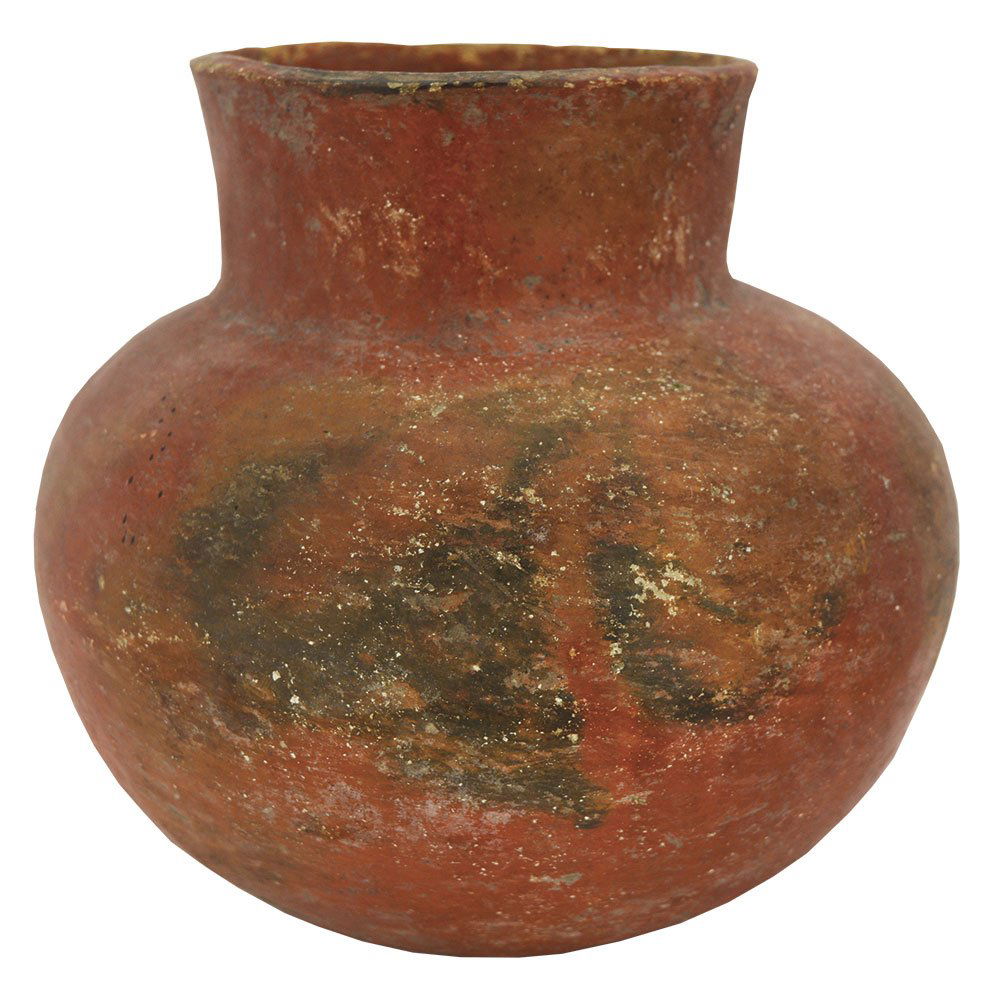 7" H. Redware Jar. Southwestern U.S. Solid, original: 7" H. Redware Jar. Southwestern U.S. Solid, original paint. Ex-Bryce Hathcock