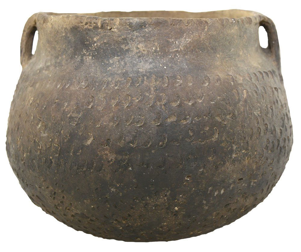 9 1/2" D. Punctated Strap Jar.  Pemiscot Co, MO. (1 of 3)