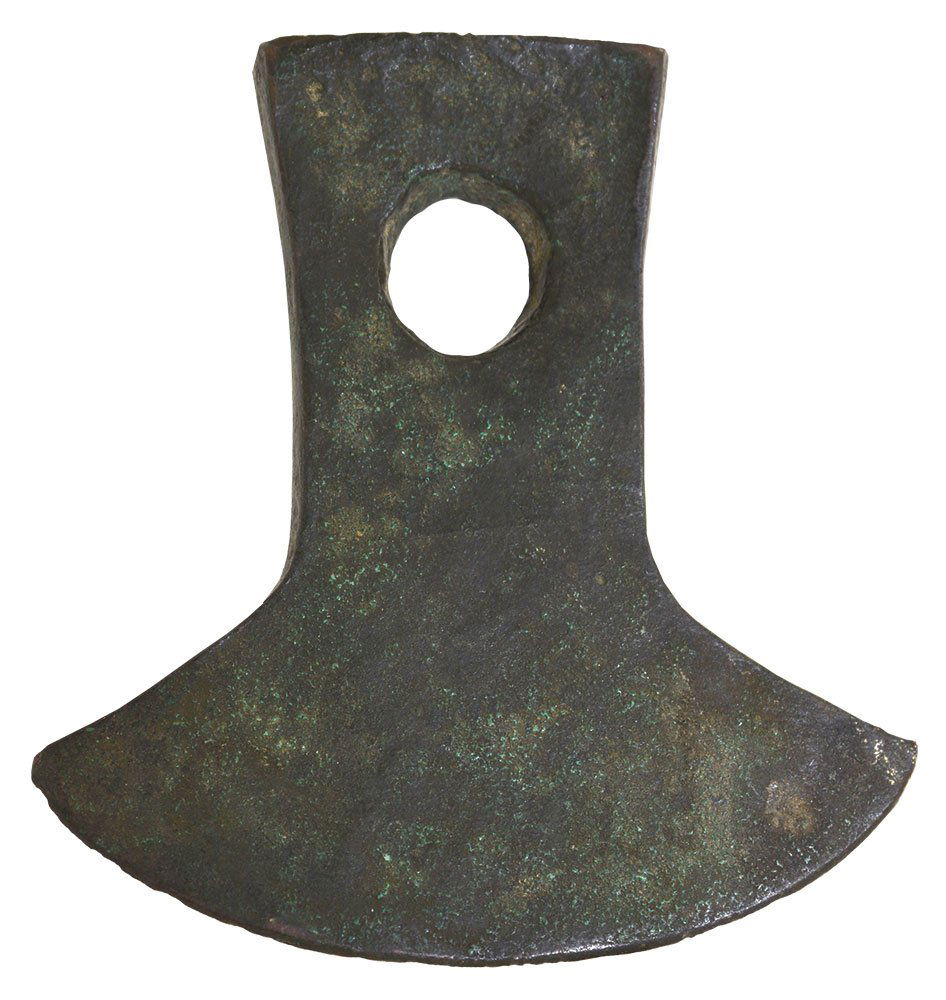 4 7/16" Drilled Copper Axe.  Pre-Columbian.  Peru. (1 of 2)