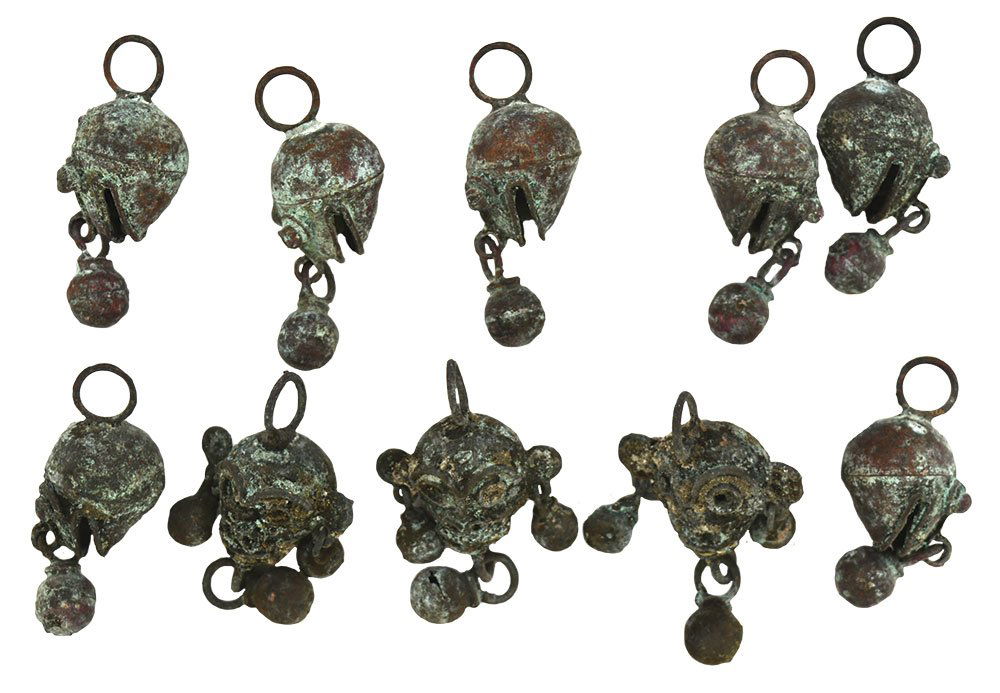 10 Metal (brass?) Monkey Head Beads. ~1 1/8" D.  Old, (1 of 2)