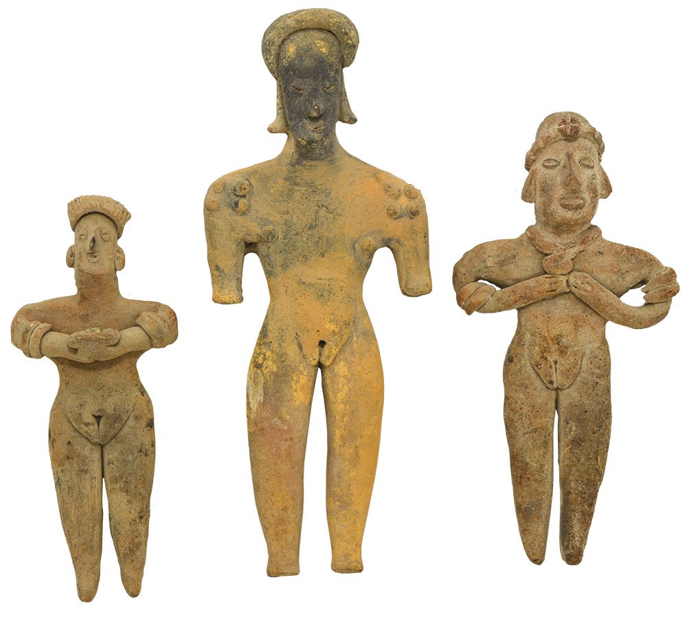 3 Colima Female Figurines.  5 3/8" - 7 5/8".  Excellent (1 of 2)