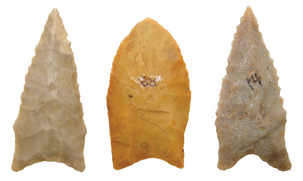 3 Paleo/Early Archaic TX Points (2"-2 1/8").  2 have (1 of 3)