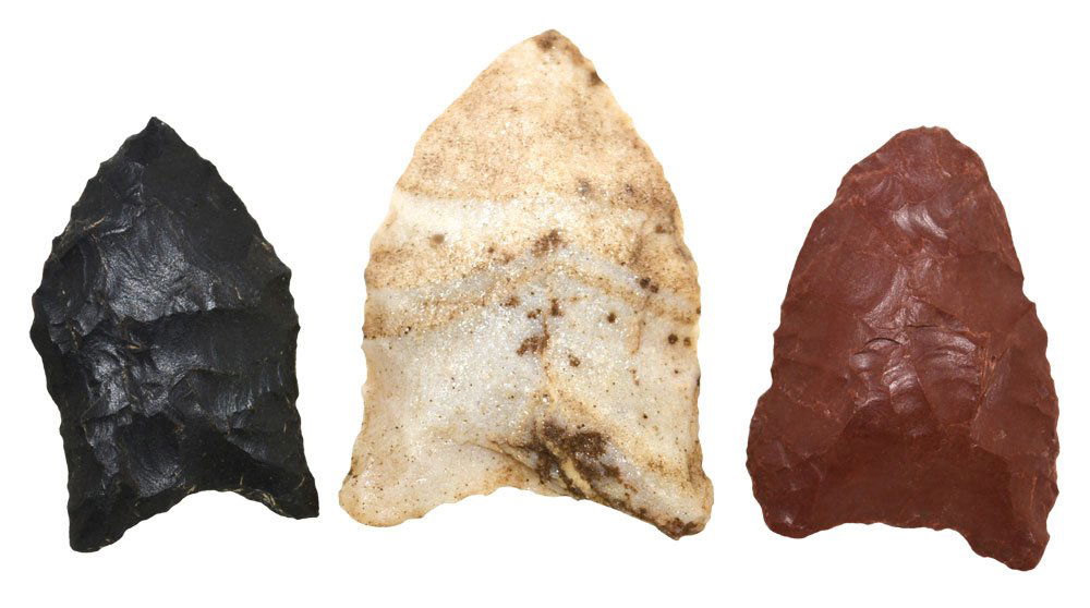 3 Paleo Points (1 1/2"-1 3/4").  Pelican Lake, Paint (1 of 1)