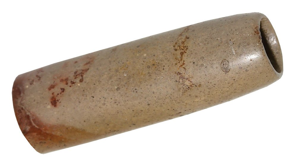 3 1/2" Block End Tube Pipe. Eaton Co, MI. Pictured: 3 1/2" Block End Tube Pipe. Eaton Co, MI. Red and tan Pipestone. Excellent condition. Well made with thin tube walls. Ex-Eddie Freyer, Joe Macik, John Berner, Steve Fuller and Roger Mayne. Mayne purch