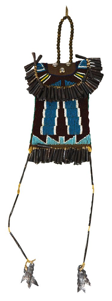 7 1/2" Beaded Bag with Tinklers.  Historic example in (1 of 3)
