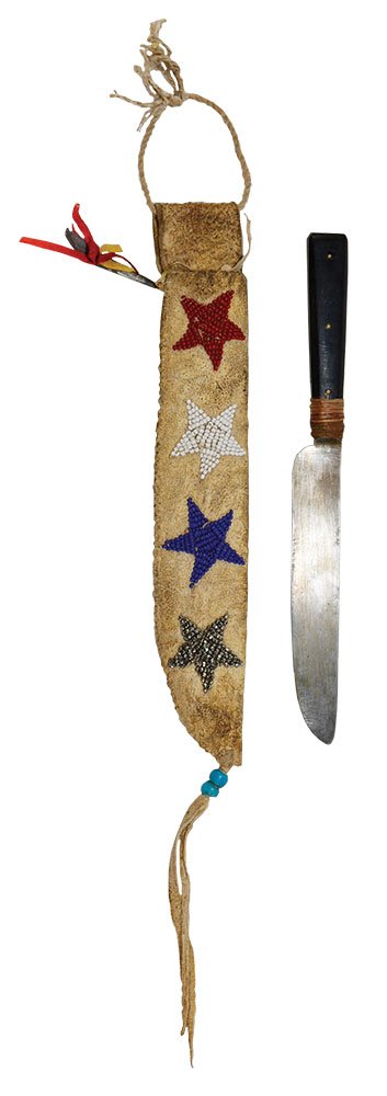 10 3/8" Lakota Sioux Beaded Scabbard and 9 3/8" Knife. (1 of 4)