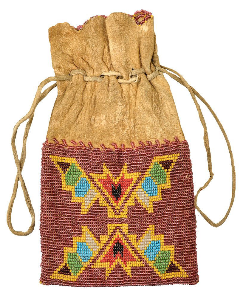 8 1/2" Drawsting Native American Cherokee Beaded Bag. (1 of 2)