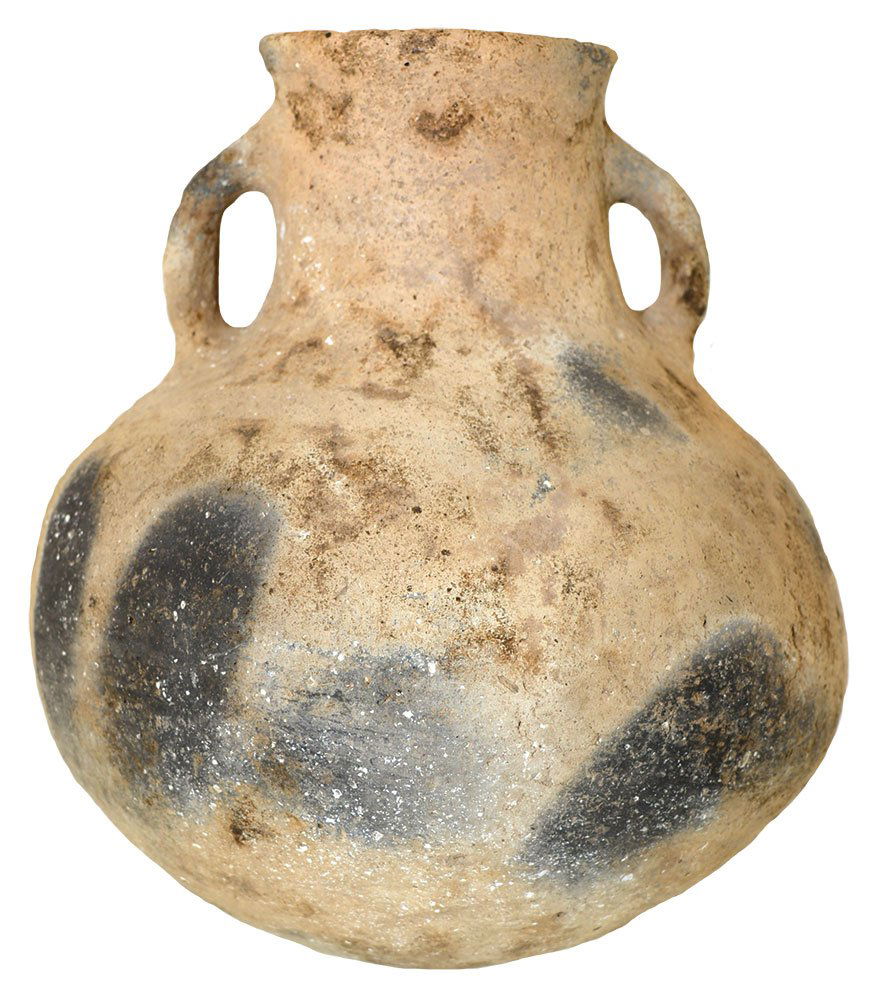 8" H. Stove Pipe Jar with Strap Handles.  MO.  Davis (1 of 6)