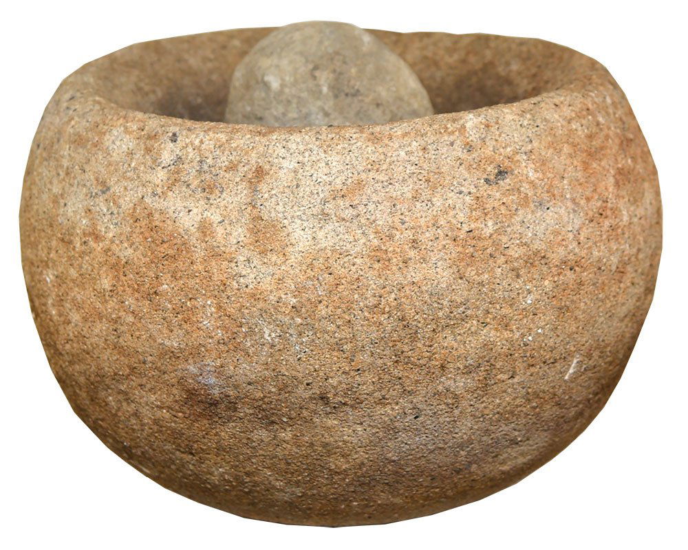 7 1/2" D. Stone Mortar and Ball.  California.  Looks (1 of 2)