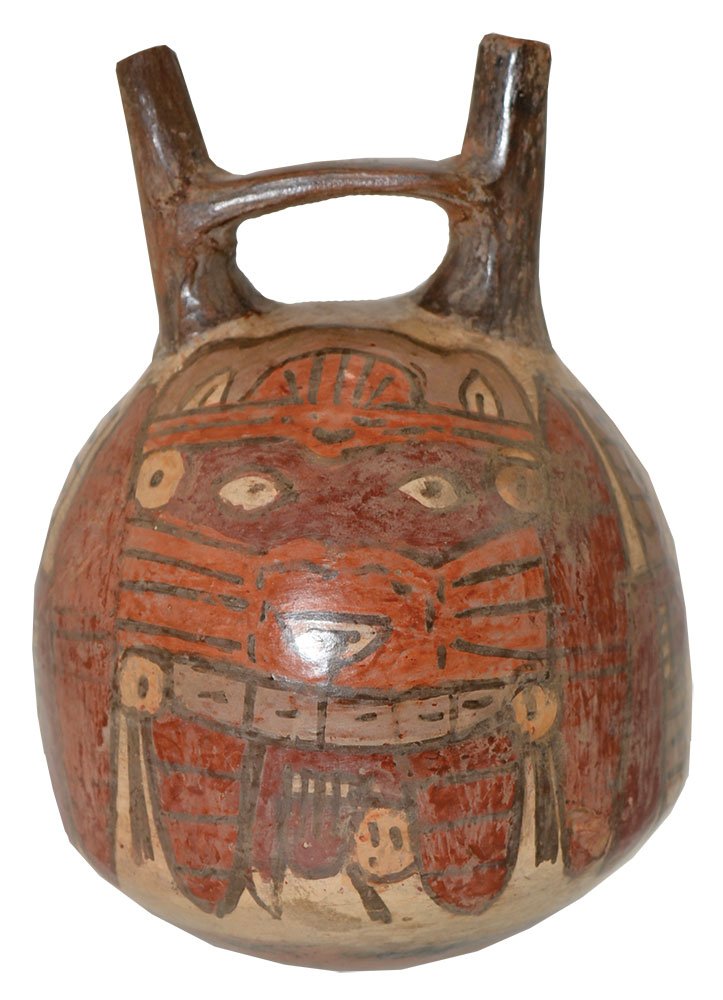 5 5/8" H.  Nazca Double Spouted Vessel.  Peru.  200-700 (1 of 4)