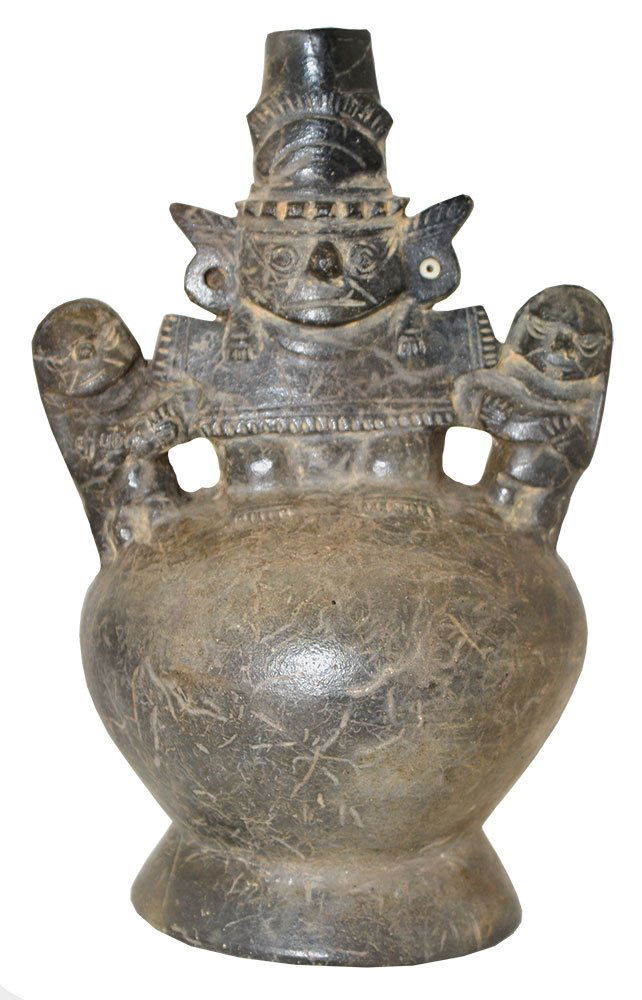 6 3/8" H. Lambayeque Effigy Vessel.  Peru.  Mochica (1 of 8)