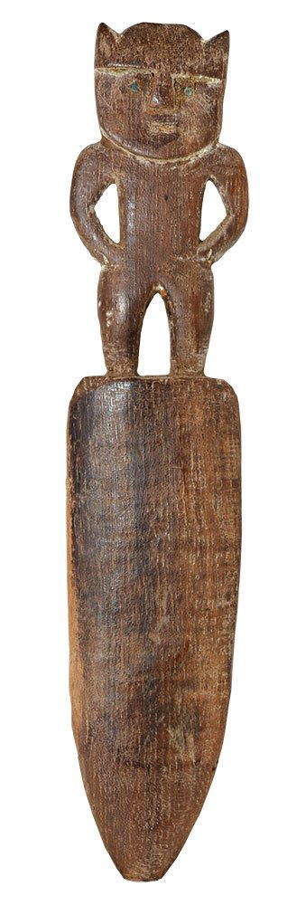 6 7/8" Chimu Wooden Blade.  Figure handle with inlaid (1 of 3)