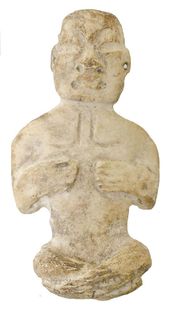 Rare 2 3/4" Olmec Human Effigy Shell Carving. (1 of 2)