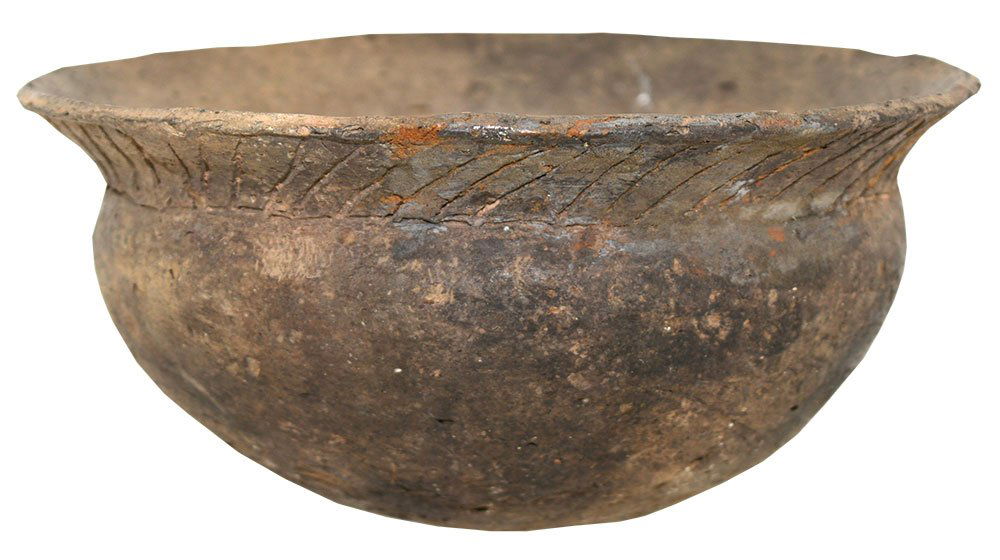 6 7/8" Flared Rim Incised Bowl.  Yell Co, AR.  Ex- T. (1 of 5)