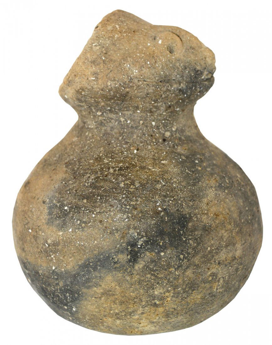 4 7/8" H. Hooded Bird Effigy Bottle.  Blytheville, AR. (1 of 4)